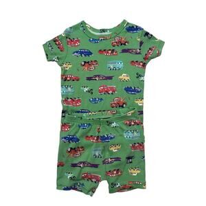 BABY GAP Pixar Cars Green Short John Cotton Pajama Set Size 4 Kids Boy Girl